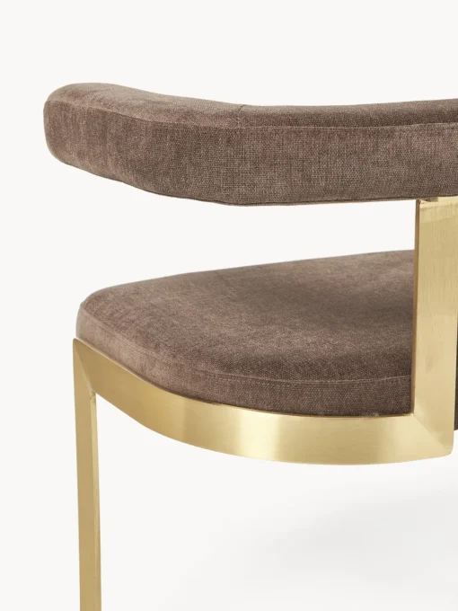 Sillas>Westwing Collection Silla cantilever tapizada Gianni Tejido turrón, dorado