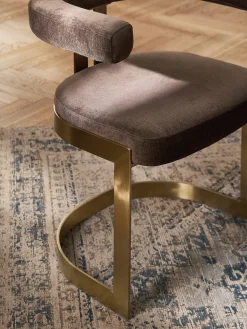 Sillas></noscript>Westwing Collection Silla cantilever tapizada Gianni Tejido turrón, dorado