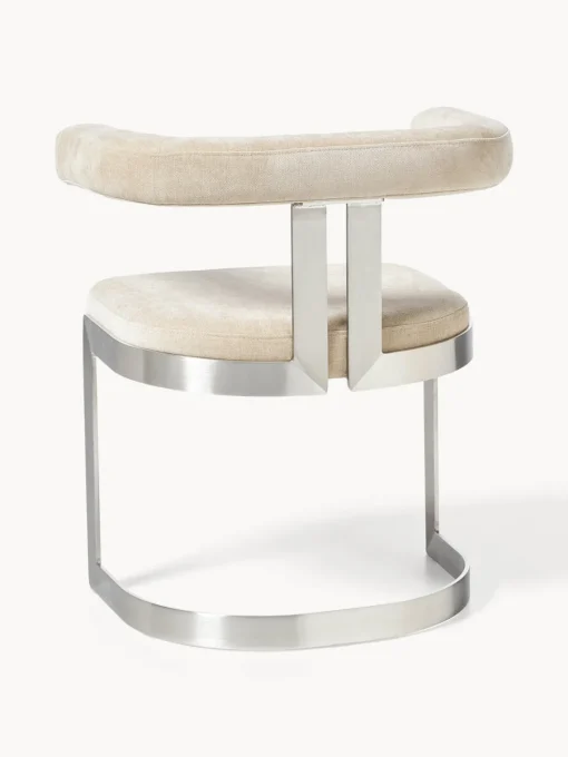Sillas>Westwing Collection Silla cantilever tapizada Gianni Tejido beige, plateado