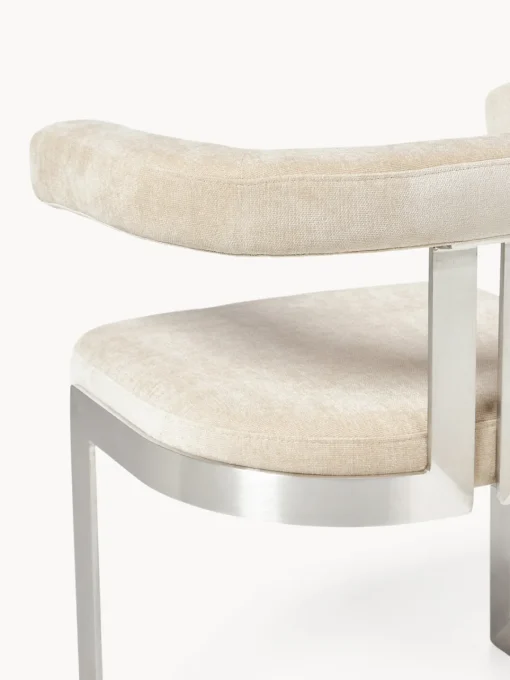 Sillas>Westwing Collection Silla cantilever tapizada Gianni Tejido beige, plateado