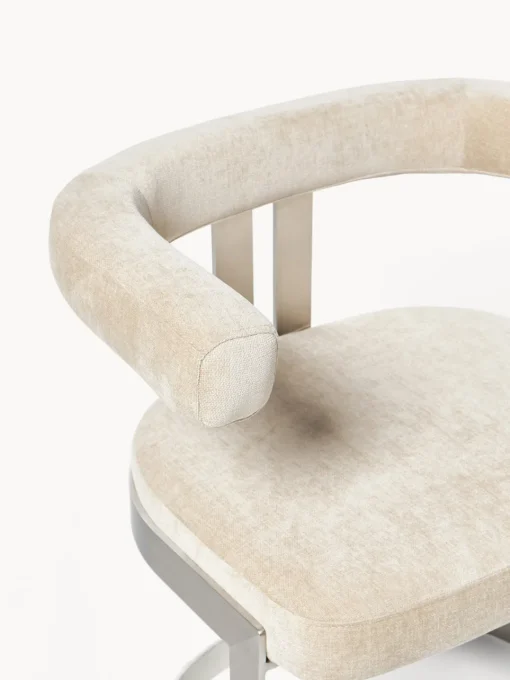 Sillas>Westwing Collection Silla cantilever tapizada Gianni Tejido beige, plateado