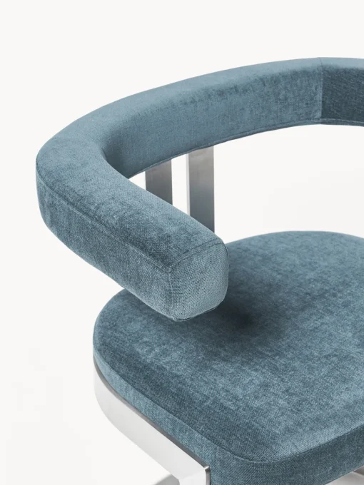 Sillas>Westwing Collection Silla cantilever tapizada Gianni Tejido azul petróleo, plateado