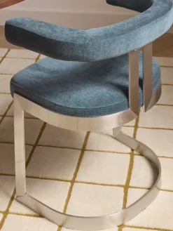 Sillas></noscript>Westwing Collection Silla cantilever tapizada Gianni Tejido azul petróleo, plateado