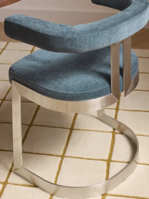 Sillas>Westwing Collection Silla cantilever tapizada Gianni Tejido azul petróleo, plateado
