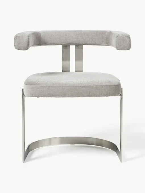 Sillas>Westwing Collection Silla cantilever tapizada Gianni Tejido gris claro, plateado