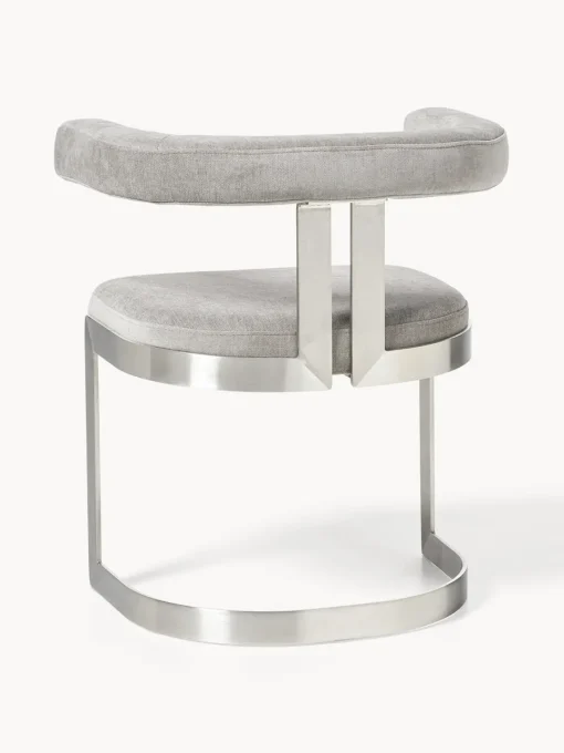 Sillas>Westwing Collection Silla cantilever tapizada Gianni Tejido gris claro, plateado