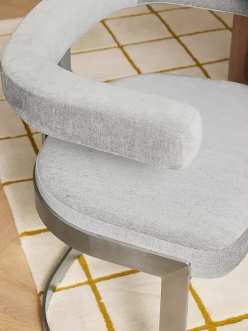 Sillas>Westwing Collection Silla cantilever tapizada Gianni Tejido gris claro, plateado