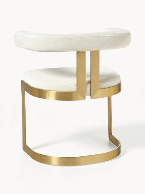 Sillas>Westwing Collection Silla cantilever tapizada Gianni Tejido blanco Off White, dorado