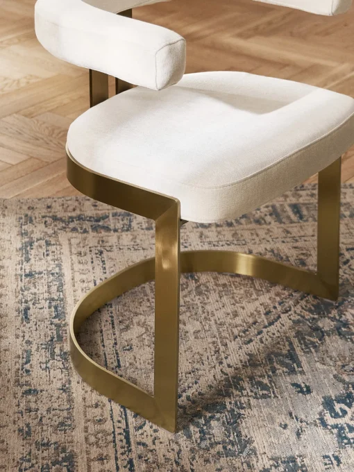 Sillas>Westwing Collection Silla cantilever tapizada Gianni Tejido blanco Off White, dorado