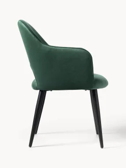 Sillas Con Reposabrazos|Sillas></noscript>Westwing Collection Silla con reposabrazos de terciopelo Rachel Terciopelo verde oscuro, negro mate