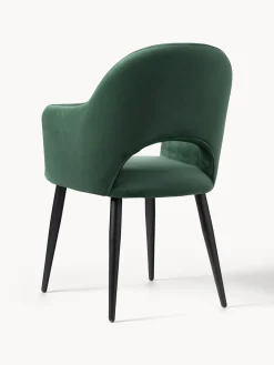 Sillas Con Reposabrazos|Sillas></noscript>Westwing Collection Silla con reposabrazos de terciopelo Rachel Terciopelo verde oscuro, negro mate