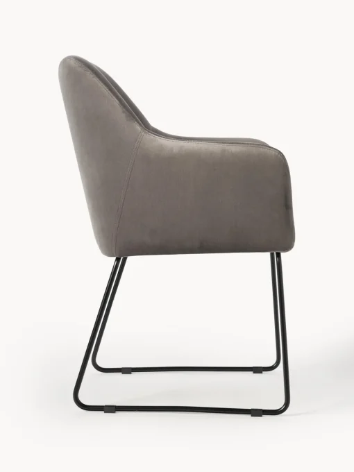 Sillas Con Reposabrazos|Sillas>Westwing Collection Silla con reposabrazos de terciopelo Isla Terciopelo gris oscuro, negro