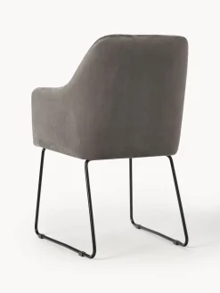Sillas Con Reposabrazos|Sillas></noscript>Westwing Collection Silla con reposabrazos de terciopelo Isla Terciopelo gris oscuro, negro