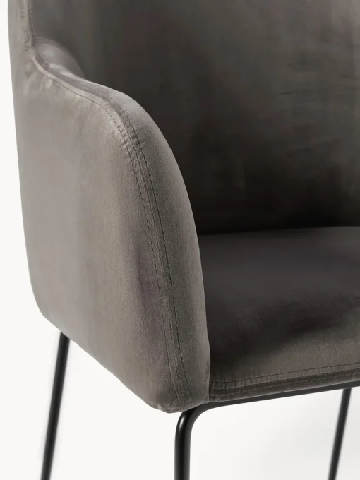 Sillas Con Reposabrazos|Sillas>Westwing Collection Silla con reposabrazos de terciopelo Isla Terciopelo gris oscuro, negro