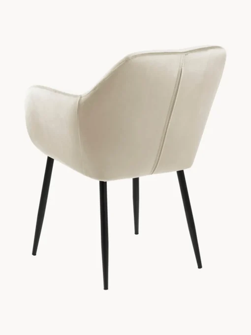 Sillas Con Reposabrazos|Sillas> Silla con reposabrazos de terciopelo Emilia Terciopelo beige, negro mate