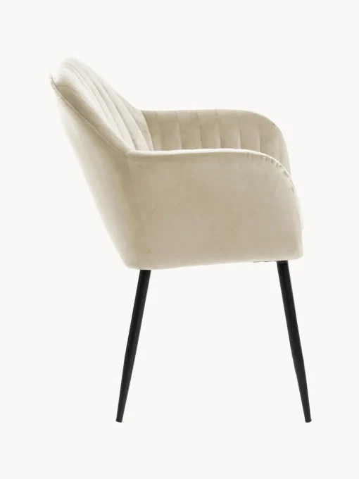 Sillas Con Reposabrazos|Sillas> Silla con reposabrazos de terciopelo Emilia Terciopelo beige, negro mate