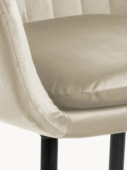 Sillas Con Reposabrazos|Sillas> Silla con reposabrazos de terciopelo Emilia Terciopelo beige, negro mate