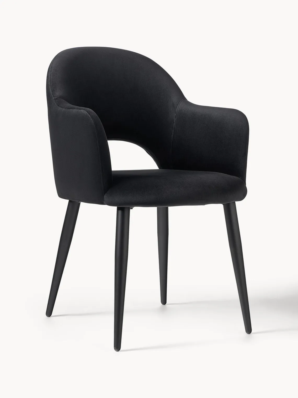 Sillas Con Reposabrazos|Sillas>Westwing Collection Silla con reposabrazos de terciopelo Rachel Terciopelo negro, negro, mate