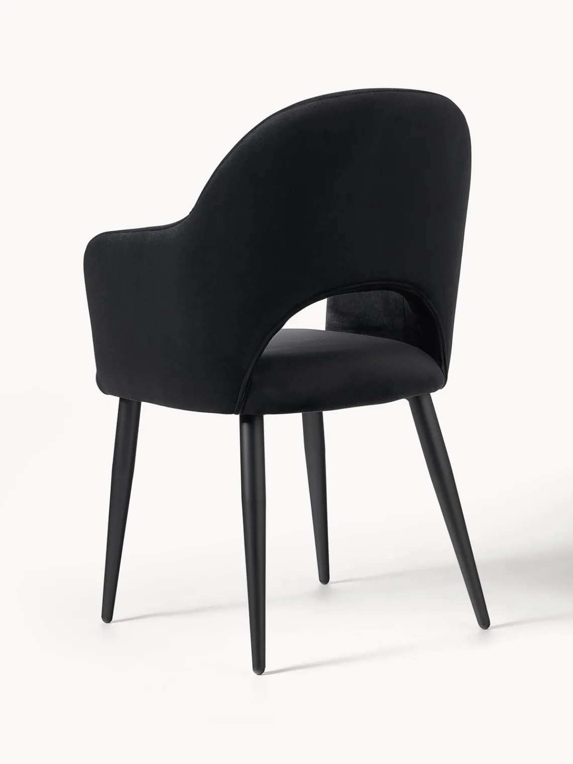 Sillas Con Reposabrazos|Sillas>Westwing Collection Silla con reposabrazos de terciopelo Rachel Terciopelo negro, negro, mate