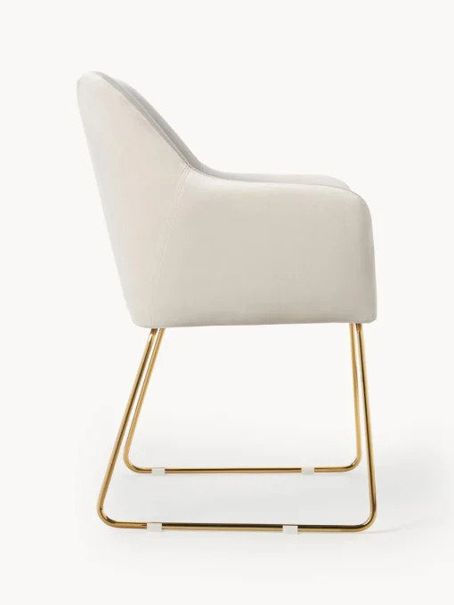Sillas Con Reposabrazos|Sillas>Westwing Collection Silla con reposabrazos de terciopelo Isla Terciopelo blanco crema, dorado