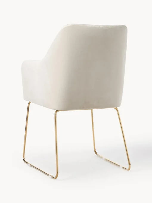 Sillas Con Reposabrazos|Sillas>Westwing Collection Silla con reposabrazos de terciopelo Isla Terciopelo blanco crema, dorado