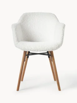 Sillas Con Reposabrazos|Sillas></noscript>Westwing Collection Silla con reposabrazos de borreguillo Fiji Borreguillo blanco crema, madera de roble