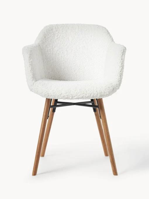 Sillas Con Reposabrazos|Sillas>Westwing Collection Silla con reposabrazos de borreguillo Fiji Borreguillo blanco crema, madera de roble