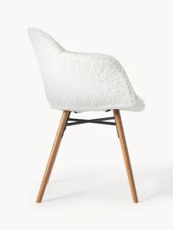 Sillas Con Reposabrazos|Sillas></noscript>Westwing Collection Silla con reposabrazos de borreguillo Fiji Borreguillo blanco crema, madera de roble