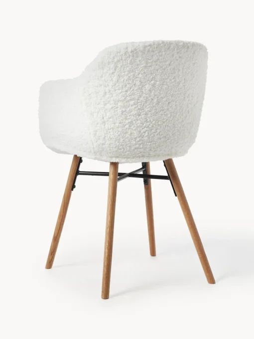Sillas Con Reposabrazos|Sillas>Westwing Collection Silla con reposabrazos de borreguillo Fiji Borreguillo blanco crema, madera de roble