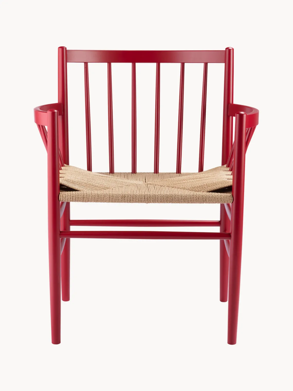 Sillas>FDB Møbler Silla con reposabrazos de madera J81 Rojo, beige