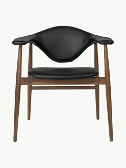 Sillas De Madera|Sillas Con Reposabrazos>GUBI Silla con reposabrazos de madera de nogal Masculo Cuero negro, madera de nogal
