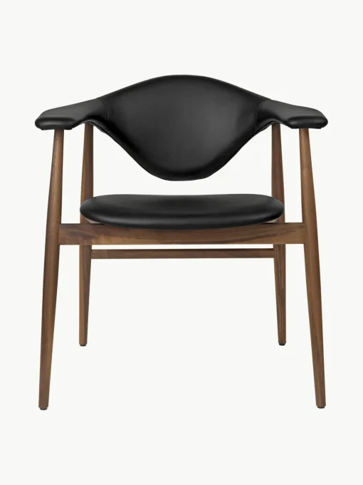 Sillas De Madera|Sillas Con Reposabrazos>GUBI Silla con reposabrazos de madera de nogal Masculo Cuero negro, madera de nogal