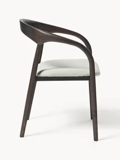 Sillas De Madera|Sillas Con Reposabrazos></noscript>Westwing Collection Silla con reposabrazos de madera de fresno y asiento tapizado Camille Tejido blanco Off White, madera de fresno oscura