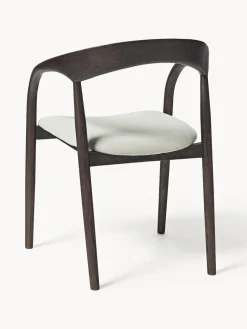 Sillas De Madera|Sillas Con Reposabrazos></noscript>Westwing Collection Silla con reposabrazos de madera de fresno y asiento tapizado Camille Tejido blanco Off White, madera de fresno oscura