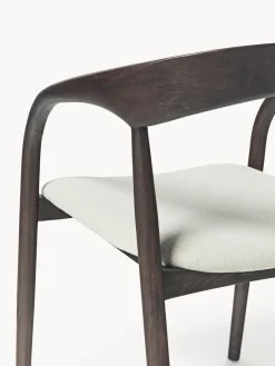 Sillas De Madera|Sillas Con Reposabrazos></noscript>Westwing Collection Silla con reposabrazos de madera de fresno y asiento tapizado Camille Tejido blanco Off White, madera de fresno oscura