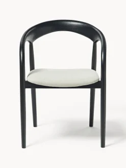 Sillas De Madera|Sillas Con Reposabrazos></noscript>Westwing Collection Silla con reposabrazos de madera de fresno y asiento tapizado Camille Tejido blanco Off White, negro