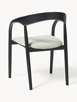 Sillas De Madera|Sillas Con Reposabrazos></noscript>Westwing Collection Silla con reposabrazos de madera de fresno y asiento tapizado Camille Tejido blanco Off White, negro