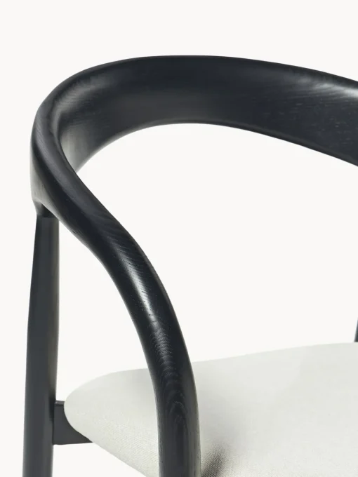Sillas De Madera|Sillas Con Reposabrazos>Westwing Collection Silla con reposabrazos de madera de fresno y asiento tapizado Camille Tejido blanco Off White, negro