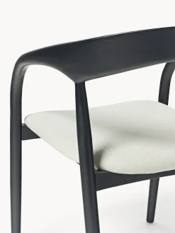 Sillas De Madera|Sillas Con Reposabrazos></noscript>Westwing Collection Silla con reposabrazos de madera de fresno y asiento tapizado Camille Tejido blanco Off White, negro