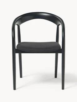 Sillas De Madera|Sillas Con Reposabrazos></noscript>Westwing Collection Silla con reposabrazos de madera de fresno y asiento tapizado Camille Tejido negro, negro