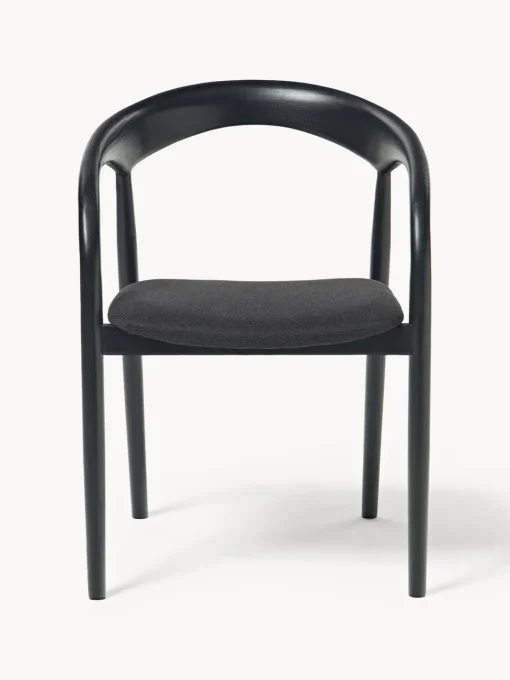 Sillas De Madera|Sillas Con Reposabrazos>Westwing Collection Silla con reposabrazos de madera de fresno y asiento tapizado Camille Tejido negro, negro