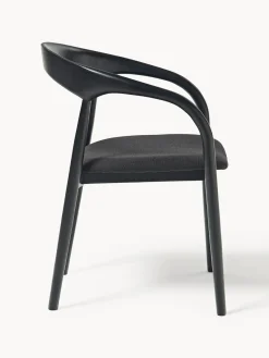 Sillas De Madera|Sillas Con Reposabrazos></noscript>Westwing Collection Silla con reposabrazos de madera de fresno y asiento tapizado Camille Tejido negro, negro