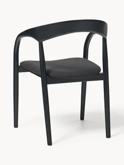 Sillas De Madera|Sillas Con Reposabrazos></noscript>Westwing Collection Silla con reposabrazos de madera de fresno y asiento tapizado Camille Tejido negro, negro