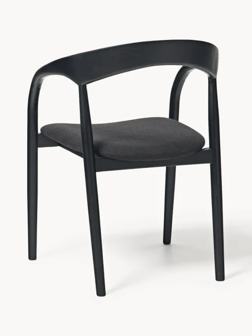 Sillas De Madera|Sillas Con Reposabrazos>Westwing Collection Silla con reposabrazos de madera de fresno y asiento tapizado Camille Tejido negro, negro