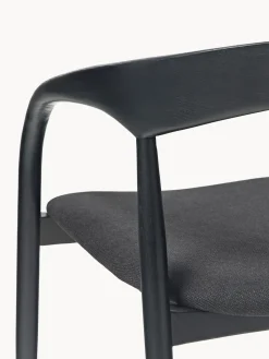 Sillas De Madera|Sillas Con Reposabrazos></noscript>Westwing Collection Silla con reposabrazos de madera de fresno y asiento tapizado Camille Tejido negro, negro