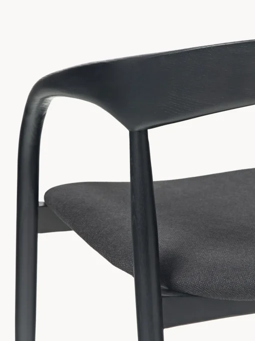 Sillas De Madera|Sillas Con Reposabrazos>Westwing Collection Silla con reposabrazos de madera de fresno y asiento tapizado Camille Tejido negro, negro