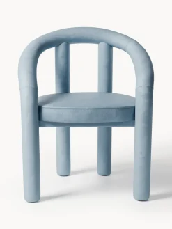 Sillas></noscript>Westwing Collection Silla con reposabrazos de terciopelo Calan Terciopelo azul claro