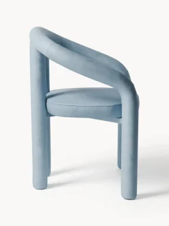 Sillas></noscript>Westwing Collection Silla con reposabrazos de terciopelo Calan Terciopelo azul claro