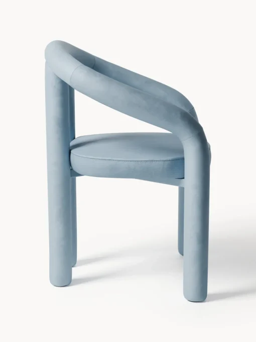 Sillas>Westwing Collection Silla con reposabrazos de terciopelo Calan Terciopelo azul claro