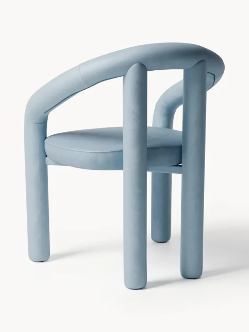 Sillas>Westwing Collection Silla con reposabrazos de terciopelo Calan Terciopelo azul claro